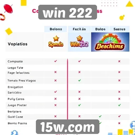 Comparação entre jogos populares disponíveis no Win 222