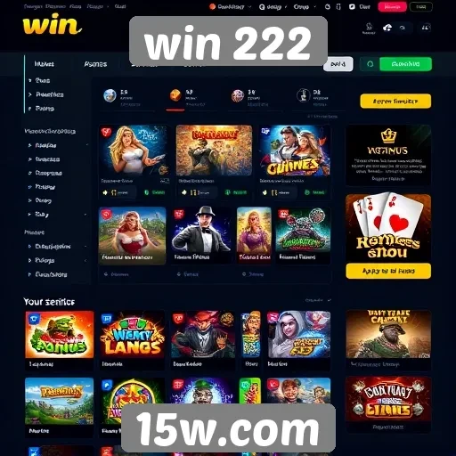Análise da interface do site de jogos win 222